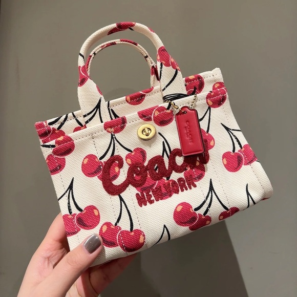 NWT Coach Cargo Mini Cherry Print Canvas Tote Bag 20 - Picture 5 of 17
